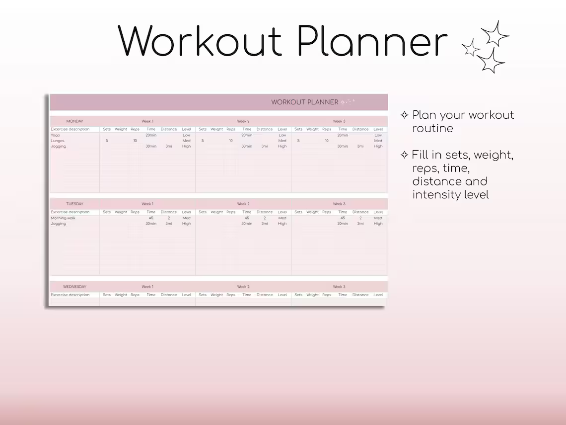 Weight Loss & Fitness Tracker | Google Sheets | Calorie Tracker | Meal Planner | Habit Tracker | Digital Workout Planner